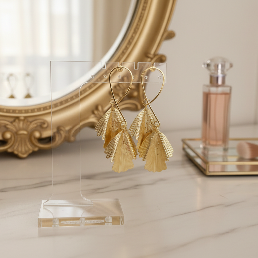 Double Leaf Gold Earrings