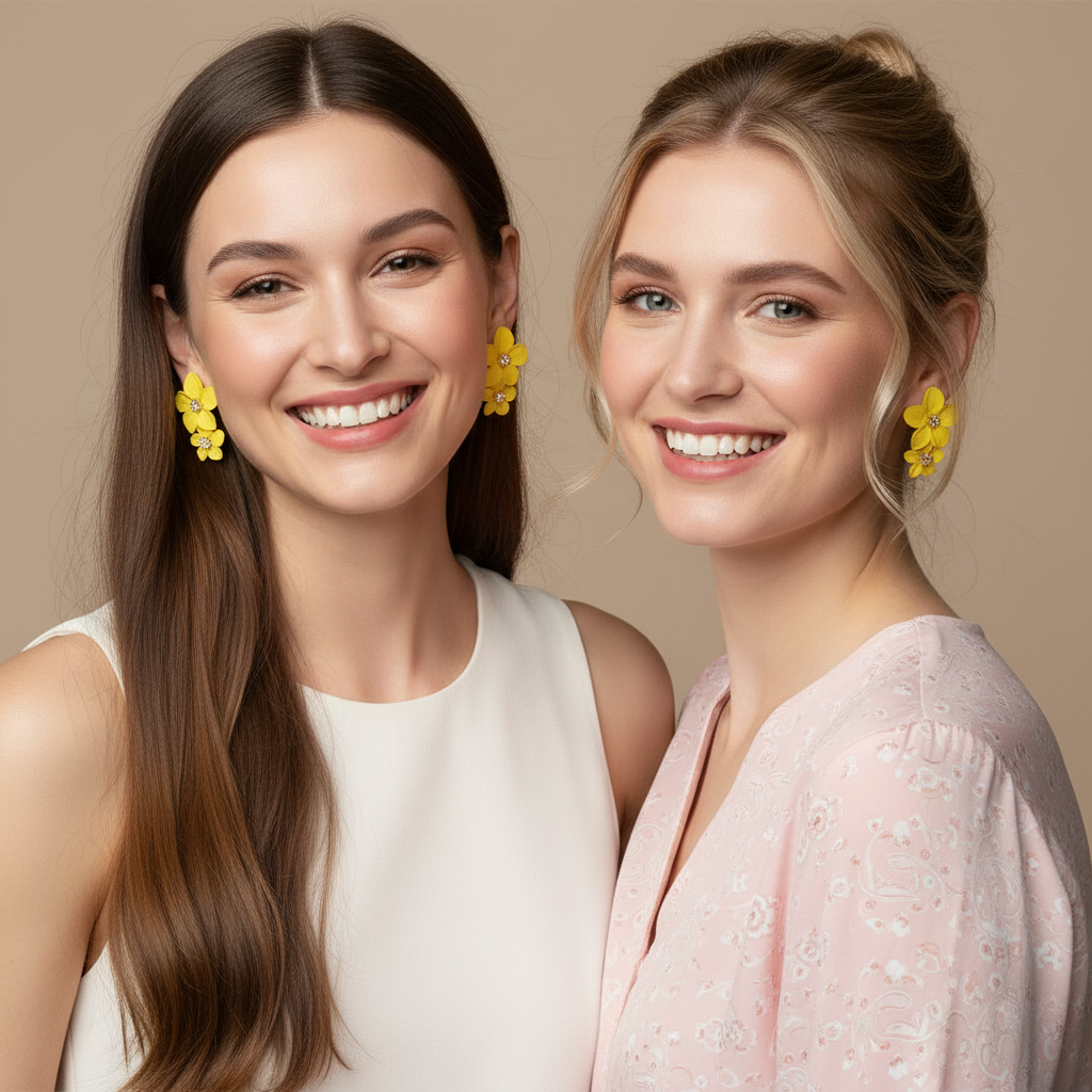 Yellow Flower Statement Earrings