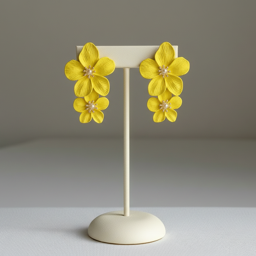 Yellow Flower Statement Earrings