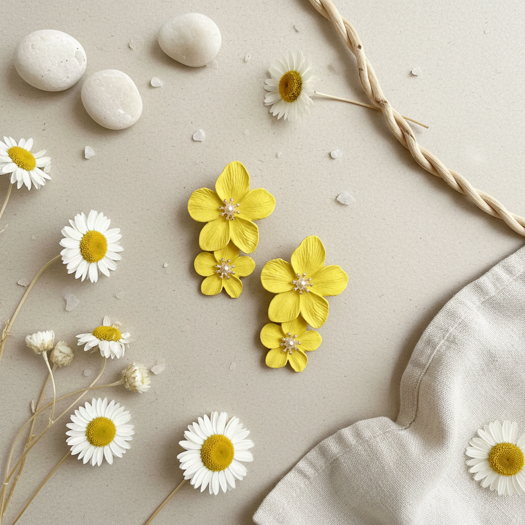 Yellow Flower Statement Earrings