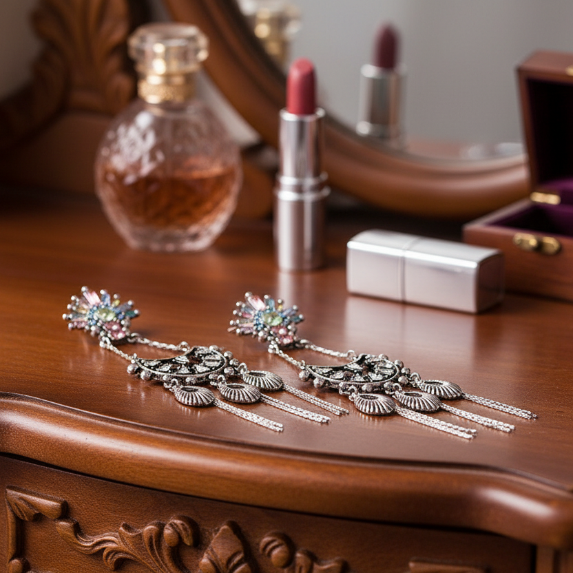 Silver Chandelier Statement Earrings