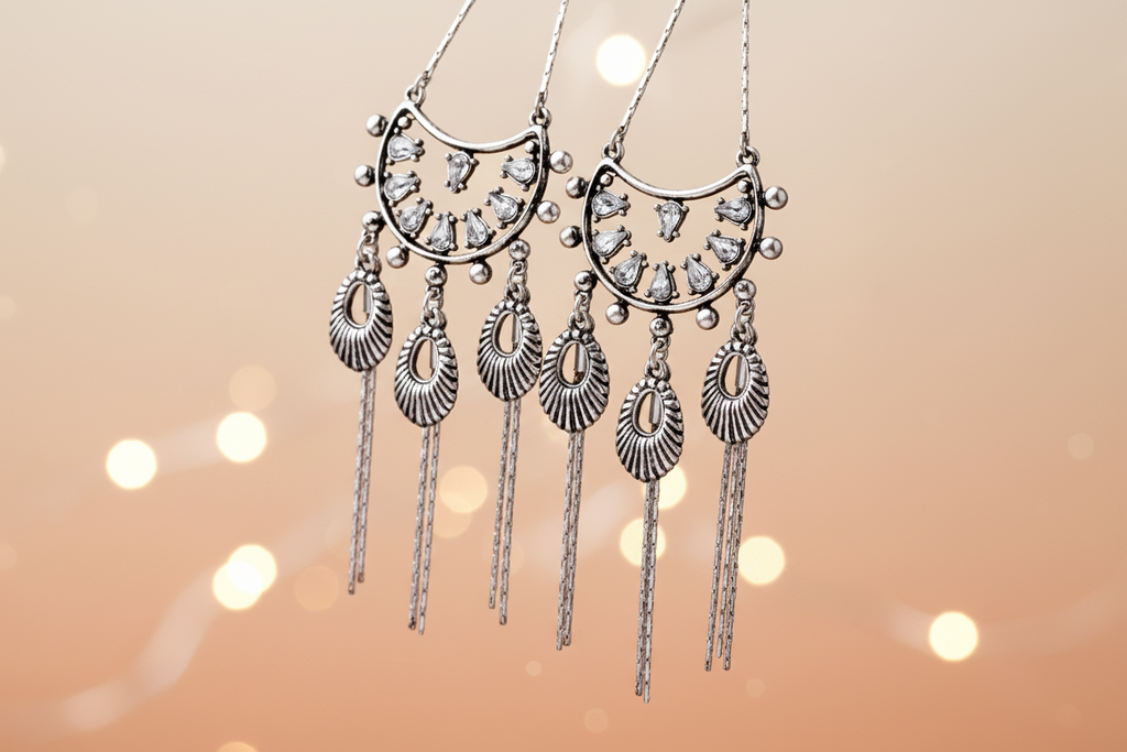 Silver Chandelier Statement Earrings