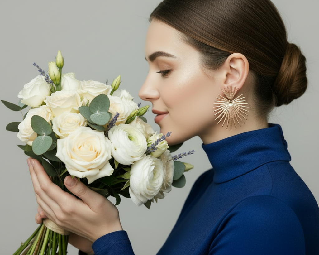 Rose Gold Star Statement Earrings