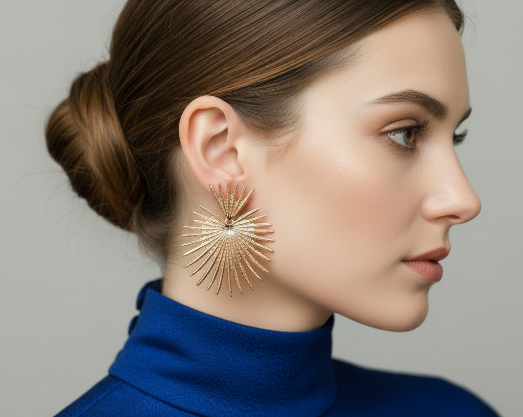 Rose Gold Star Statement Earrings