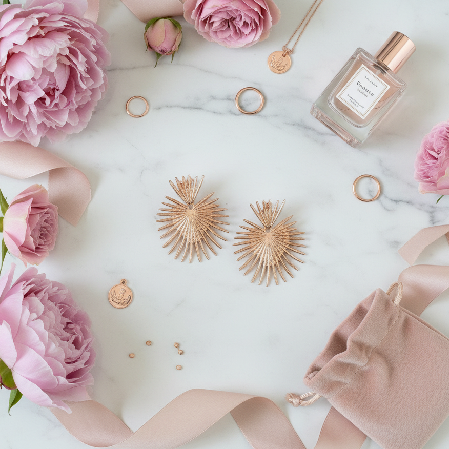 Rose Gold Star Statement Earrings