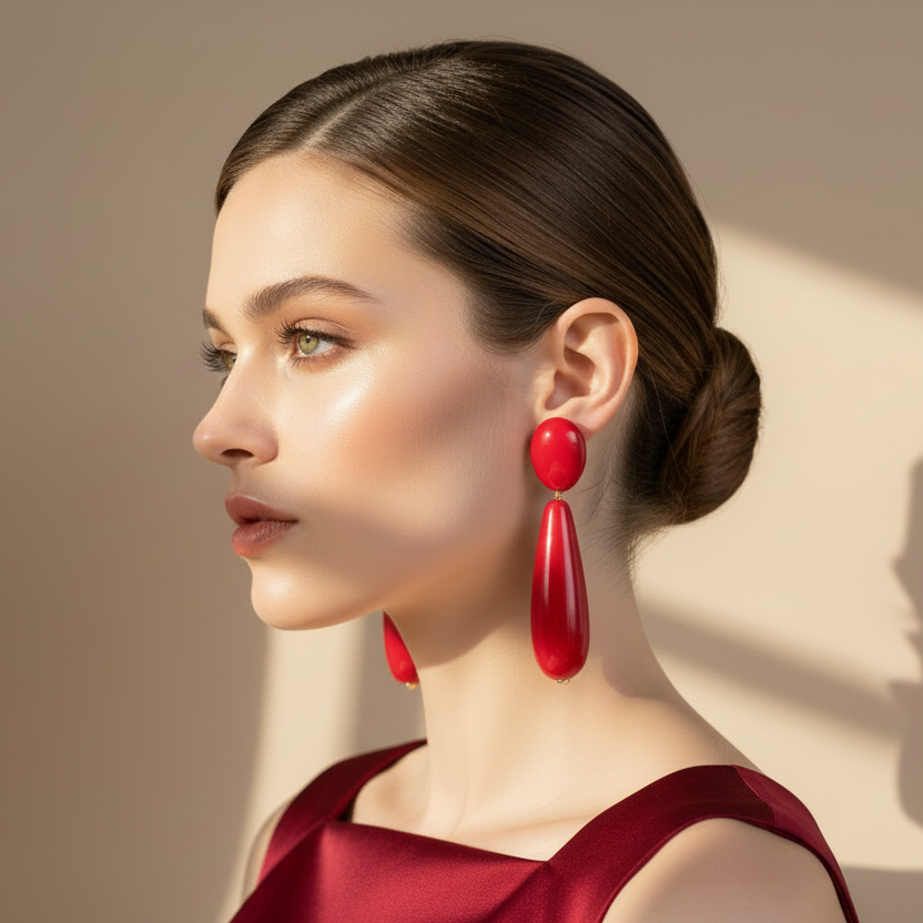Red Teardrop Earrings
