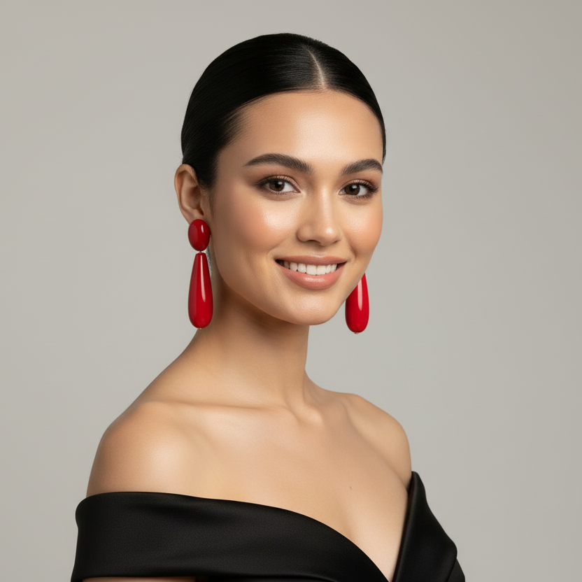 Red Teardrop Earrings
