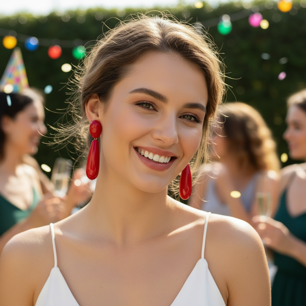 Red Teardrop Earrings