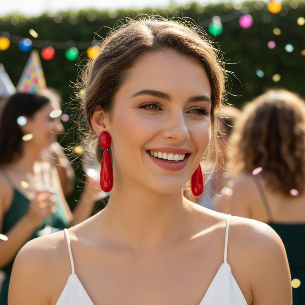 Red Teardrop Earrings