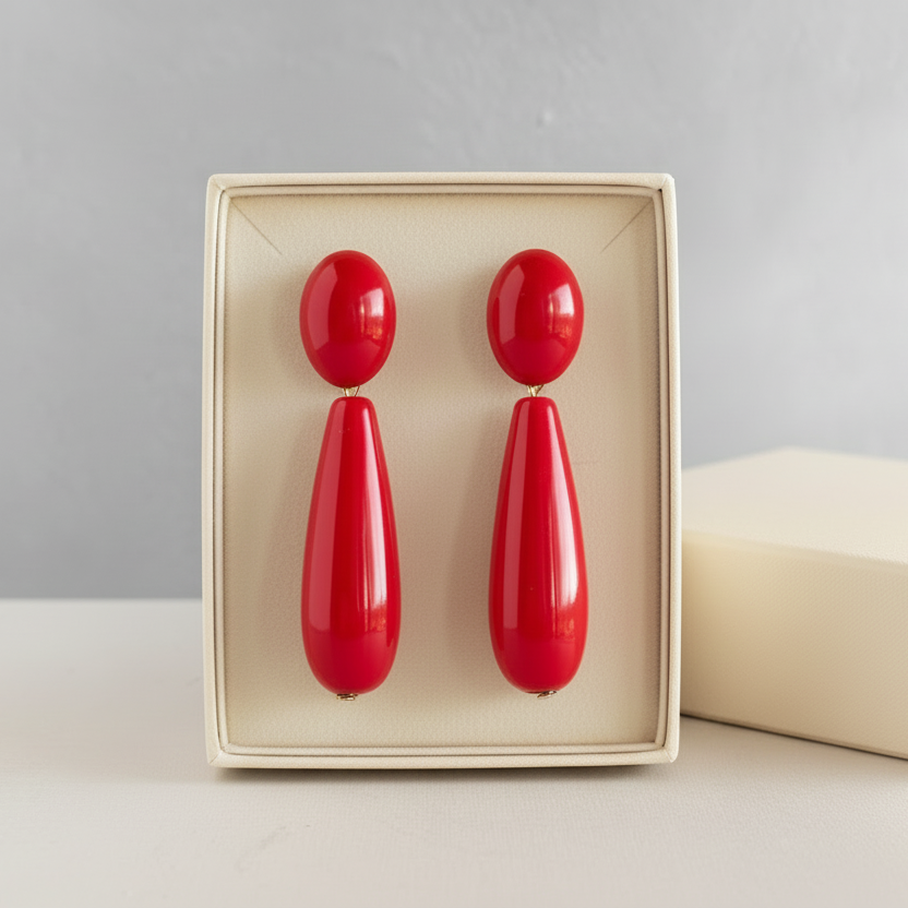 Red Teardrop Earrings