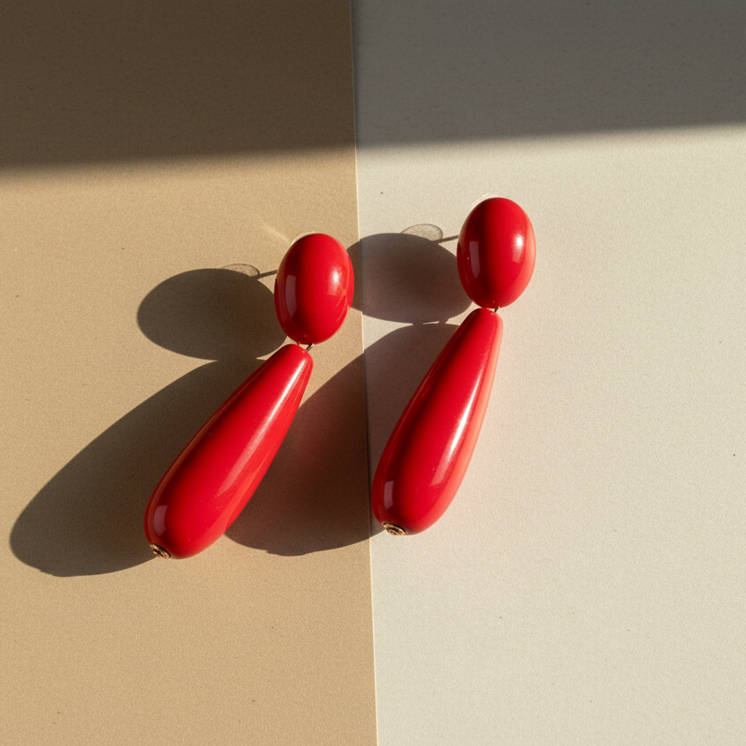 Red Teardrop Earrings